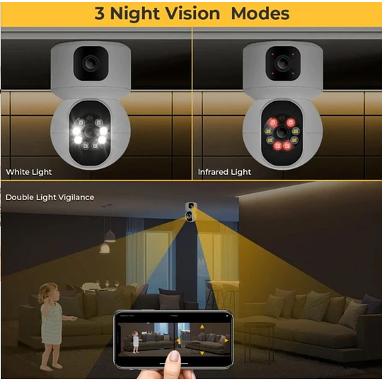 Cámara De Vigilancia Interior Hd De Doble Lente V Smart De 4