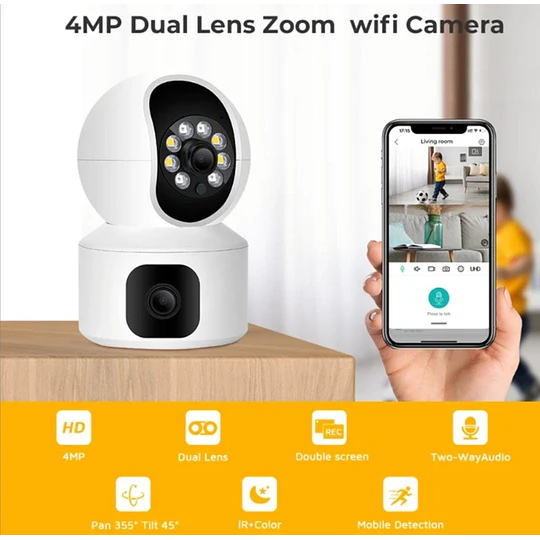 Cámara De Vigilancia Interior Hd De Doble Lente V Smart De 4
