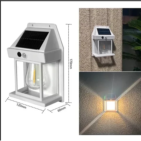 Aplique Solar Con Ampolleta Y Sensor Movimiento Jardin Farol
