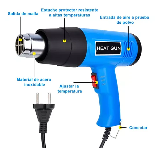 Pistola De Calor Aire Caliente 2000w 300-520 °c