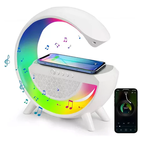 Lampara Mesa Inteligente Luces Bluetooh Cargador Inalambrica