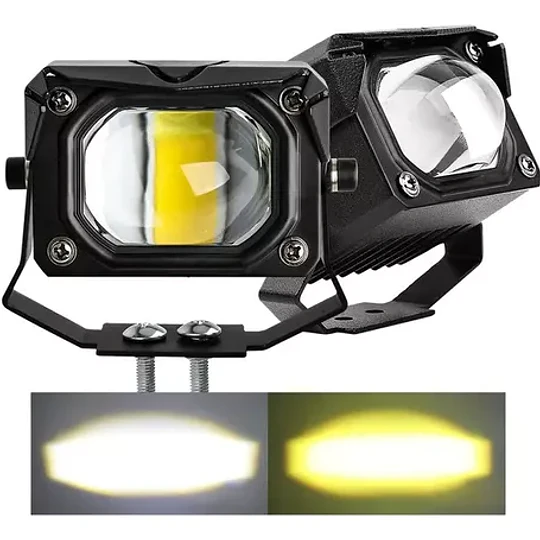 Luz Foco Neblinero Led 30w Estroboscopica Bicolor Lupa