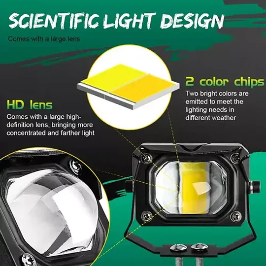 Luz Foco Neblinero Led 30w Estroboscopica Bicolor Lupa