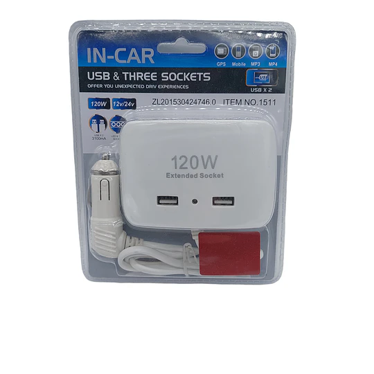 Extensor 2 Usb 12- 24v - 120w Encendedor