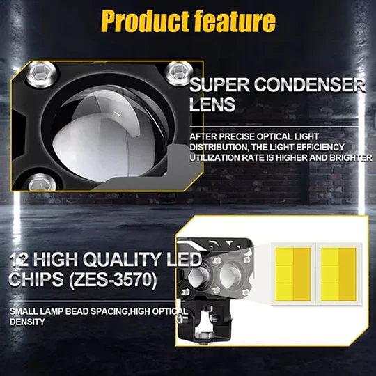 Par Motocicleta Led Faros Off Road Racer Lámpara Antiniebla