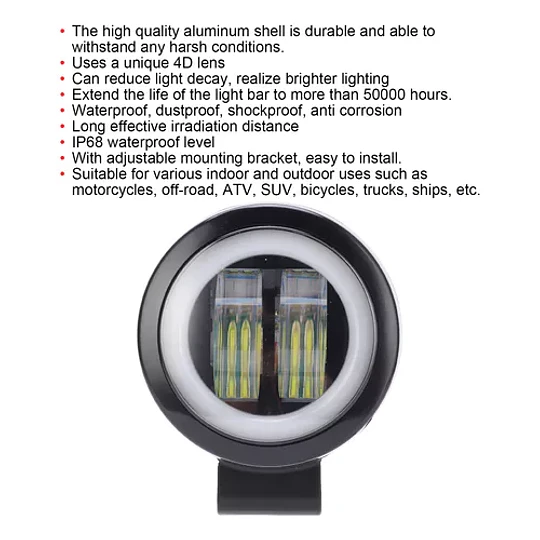 Lámpara Auxiliar Led De Luz De Niebla 4d Lente Doble 20w