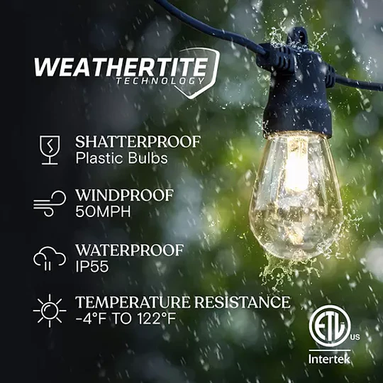 Guirnalda Solar Vintage Impermeable Con 10 Ampolletas Led