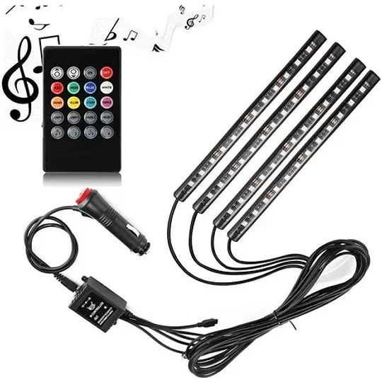 Tira De Luces Led Multicolor Para Interior De Auto 12v Rgb