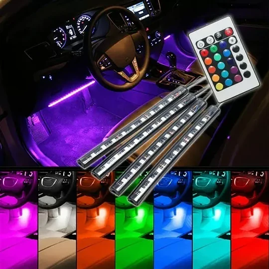 Tira De Luces Led Multicolor Para Interior De Auto 12v Rgb