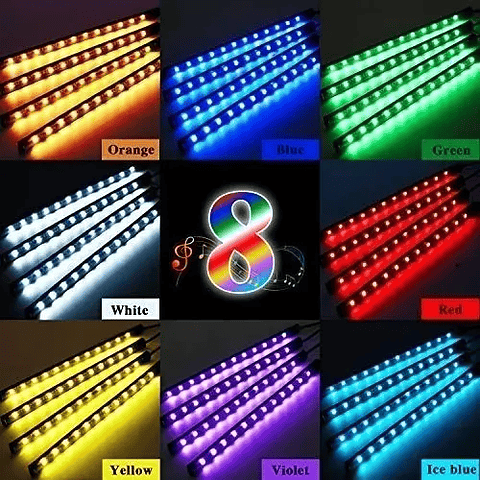 Tira De Luces Led Multicolor Para Interior De Auto 12v Rgb