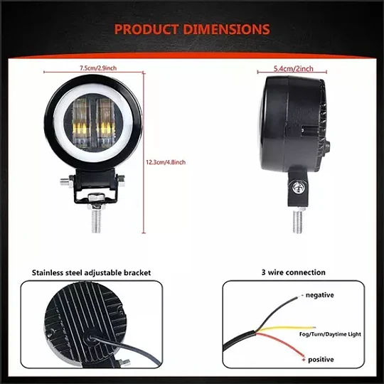  Faro  Hiper Led 20w Lupa 7d Ojo De Ángel Gel Blancofijo