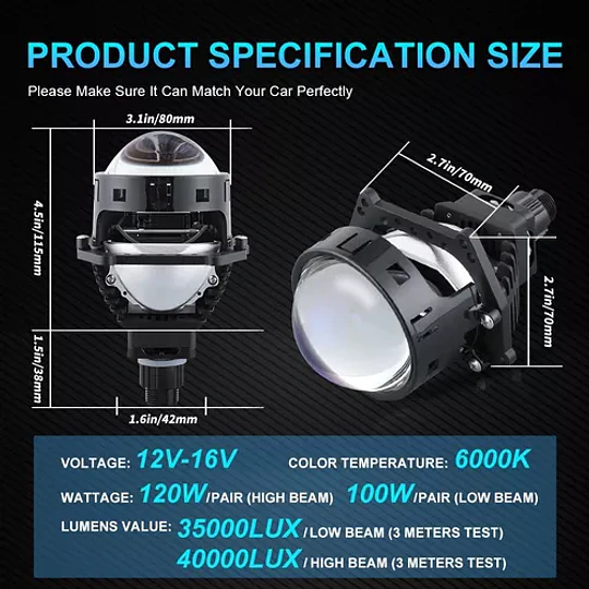 Foco Lupa Led Proyector Lente Faro De Auto Delantero