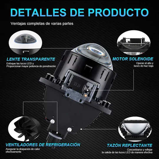 Foco Lupa Led Proyector Lente Faro De Auto Delantero