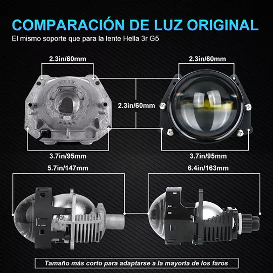 Foco Lupa Led Proyector Lente Faro De Auto Delantero