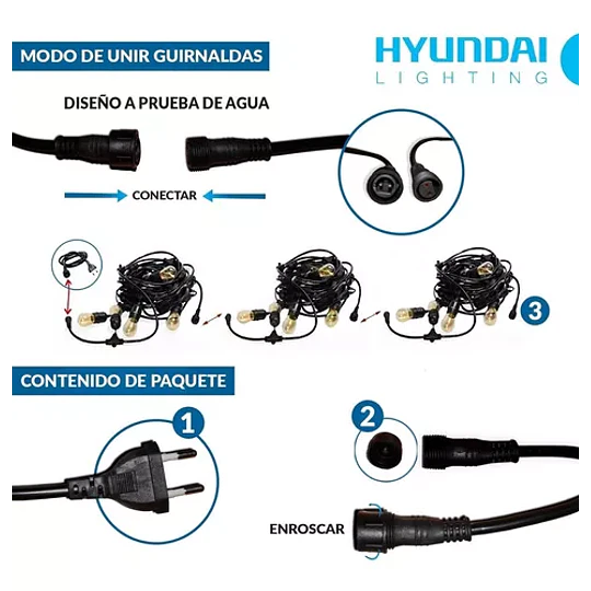 Guirnalda 10 Metros Ampolleta Soquete E27 Resiste Al Agua