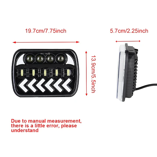 Foco Led Neblinero Rectángular H4 Alta Baja Camion 7 Pulgada