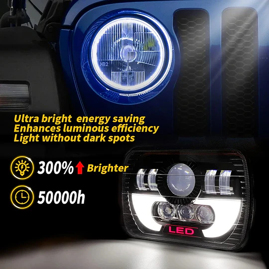 Focos Led Rectangular H4 Alta Baja Ojo Angel