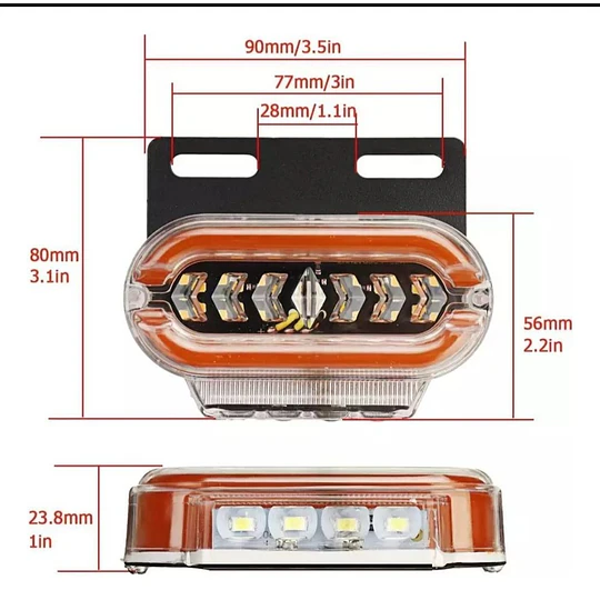 X4 Luz Led Trocha Luz Lateral Led Advertencia En colores Ambar, rojo y blanco