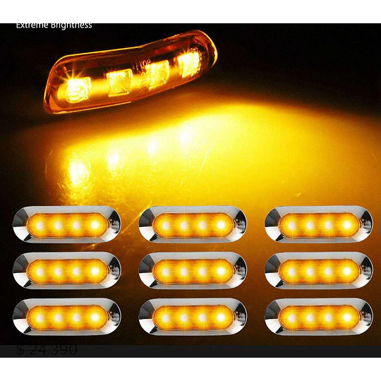 x2 Luces 4 Led De Posición Rojo 12v 24v Para Camiones