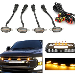 Kit 4 Luces Led Tipo Raptor Universal Parrilla Rejilla Ambar