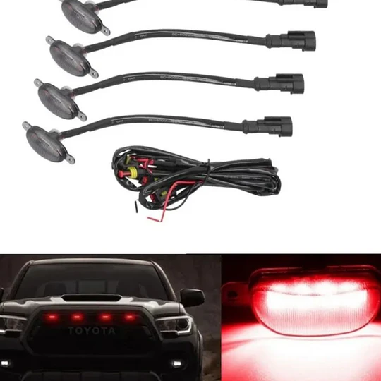 Kit 4 Luces Led Tipo Raptor Universal Parrilla Rejilla ROJO