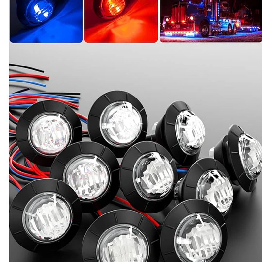 X10 UNIDADES LUCES TRASERAS O DELANTERAS PARA CAMION 12V-24V AMBAR, ROJO, AZUL, BLANCO Y VERDE