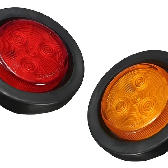 x2 unds Foco Led Trocha Rojo Redondo 2 Pulgadas Ramplas Remolque 24v Rojo, Blanco y Amarillo