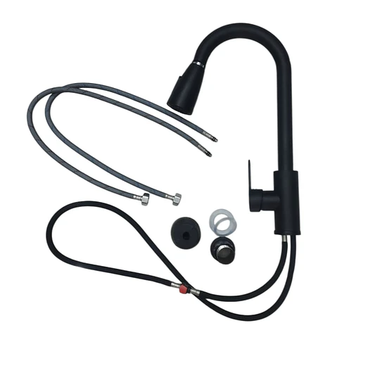 Llave Monomando de Cocina con Extensión Flexible NEGRO (30290)