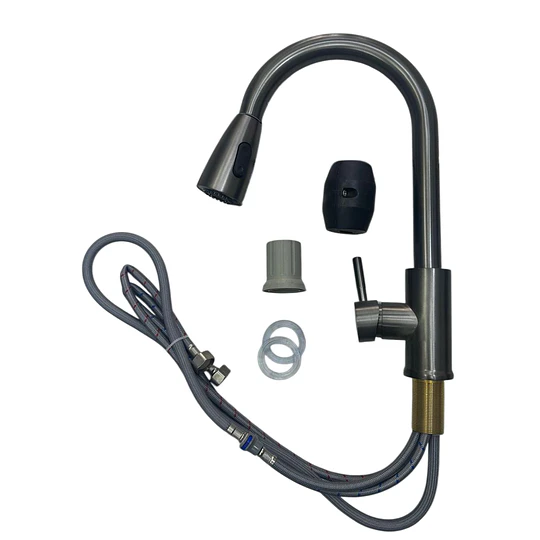 LLAVE MONOMANDO DE COCINA CON EXTENSIÓN FLEXIBLE CROMADO (30291)