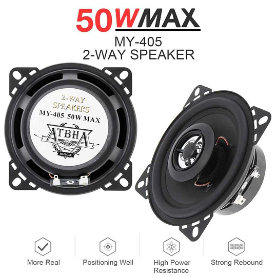 Parlante Auto Redondo  Coaxial 2 Vías 50W 100mm