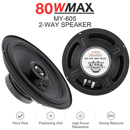 Parlante Auto Redondo  Coaxial 2 Vías 80W 160mm