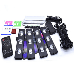 Kit 4 Luces Led Interior Auto Multicolor Sensor Sonido 21476