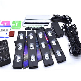 Kit 4 Luces Led Interior Auto Multicolor Sensor Sonido 21476