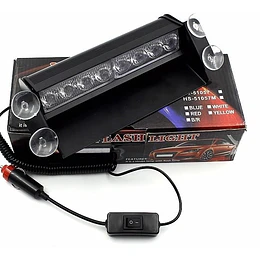 Baliza Policial Roja / Azul 8 Led Parabrisa Auto Escolta 12v (21522)