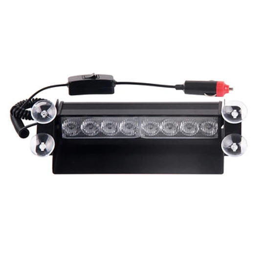 Baliza Policial Roja / Azul 8 Led Parabrisa Auto Escolta 12v (21522)