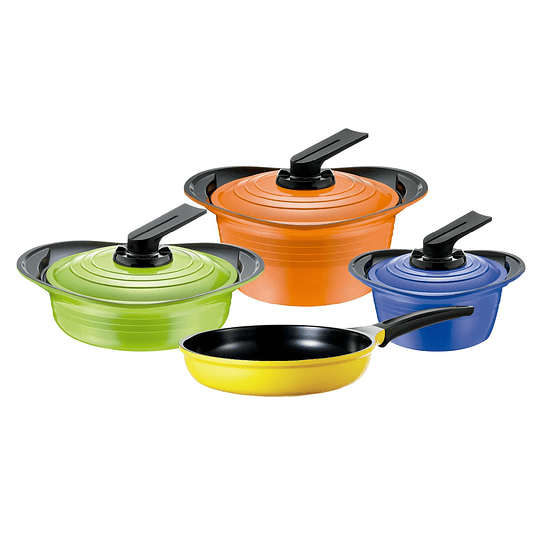 BATERIA COCINA JGO.7 PZAS COLORES PREMIUM Roichen