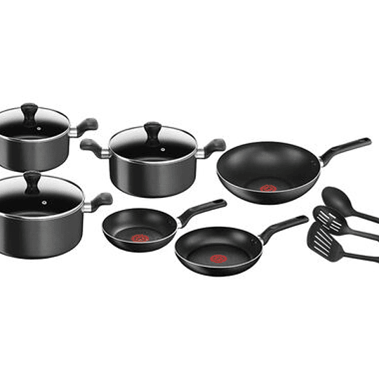 Bateria de cocina 12 piezas Super Cook Tefal Negra