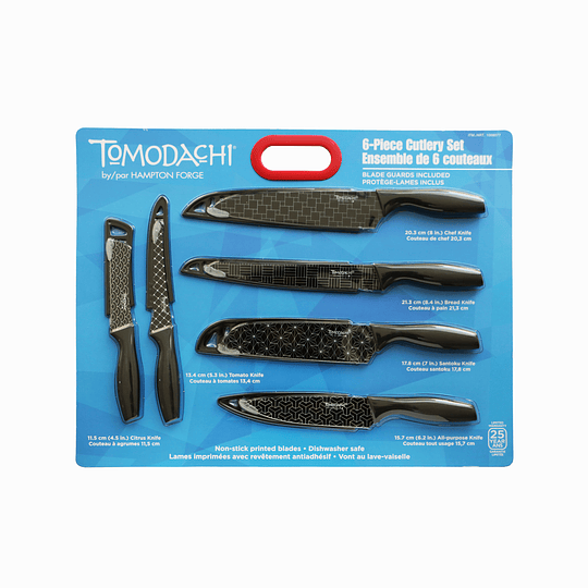 Set 6 Cuchillo Tomadachi Geometric Negro Marca Hampton Forge