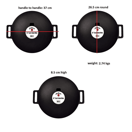 Wok Redondo 30,5cm De Hierro Fundido Marca Jim Beam