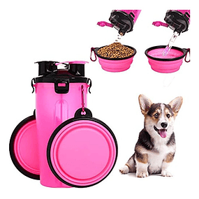 Dispensador Para Perro Portatil Doble Comida Y Agua