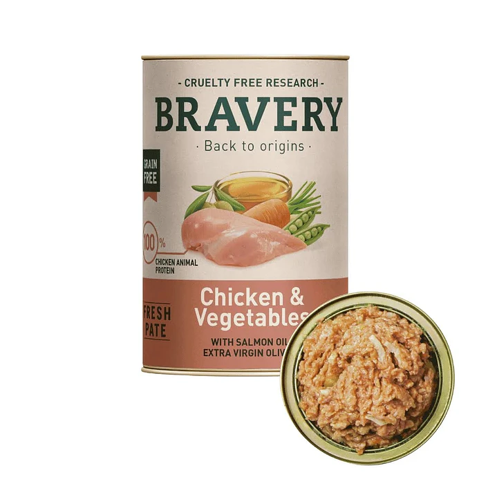 Bravery Lata Chicken and Vegetables Adult Dog 290gr 1