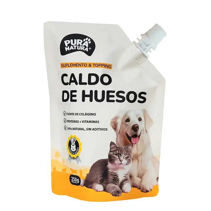 Pura Natura Caldo de Huesos Para Gatos y Perros 250 gr 1