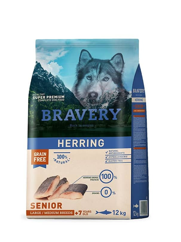 Bravery Herring Senior Medium/Large Breeds 12 Kilos 1