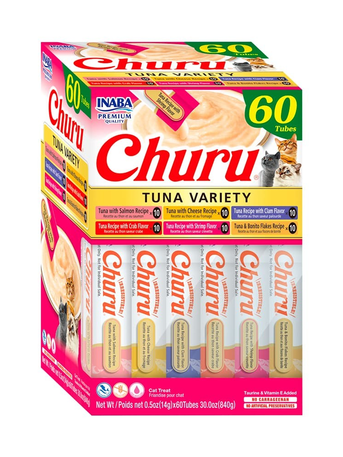 Churu Snack Gato variedades Atún, Box 60 Tubitos. 1