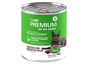 Lata Vitalcan Premium Gato Trocitos Hígado en Salsa 340GR