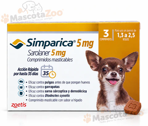 SIMPARICA 1,3 A 2,5 KG 3 UNIDADES