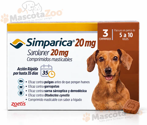 SIMPARICA 5 A 10KG 3 UNIDADES