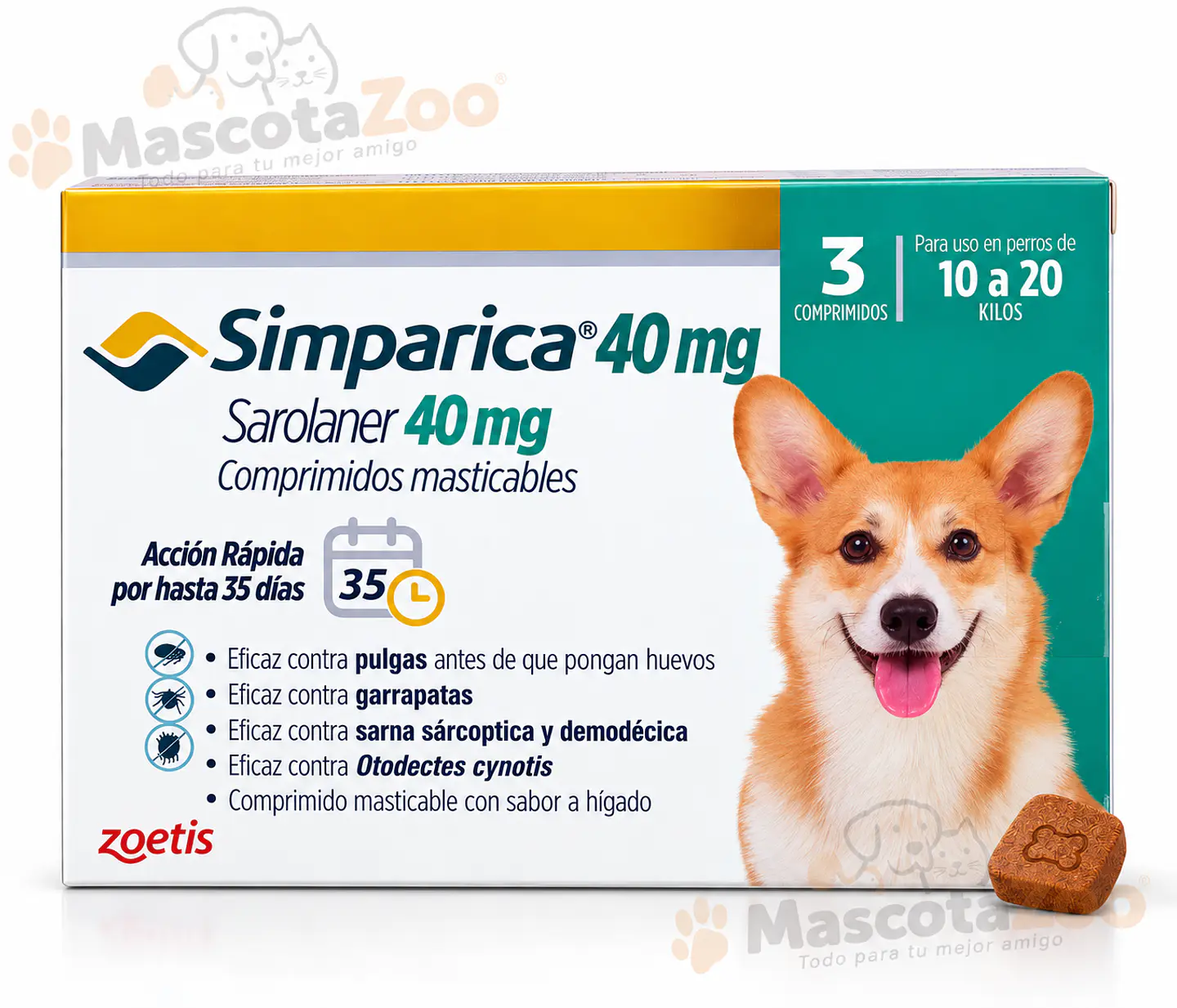 SIMPARICA 10 A 20KG 3 UNIDADES 1
