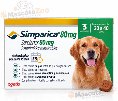 SIMPARICA 20 A 40KG 3 UNIDADES