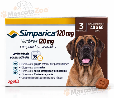 SIMPARICA 40 A 60KG 3 UNIDADES